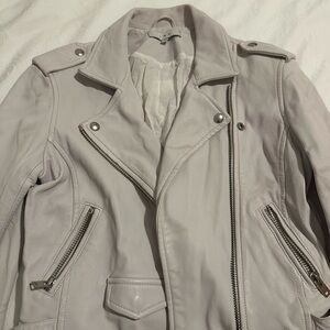 IRO Light Gray Leather Biker Jacket